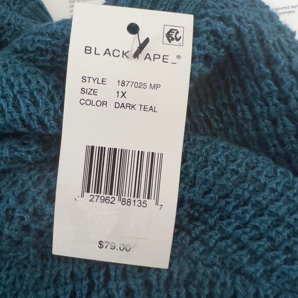 Black Tape Teal Blue Textured Knit Long Modest Pullover Sweater Plus Size 1x New - Picture 5 of 8